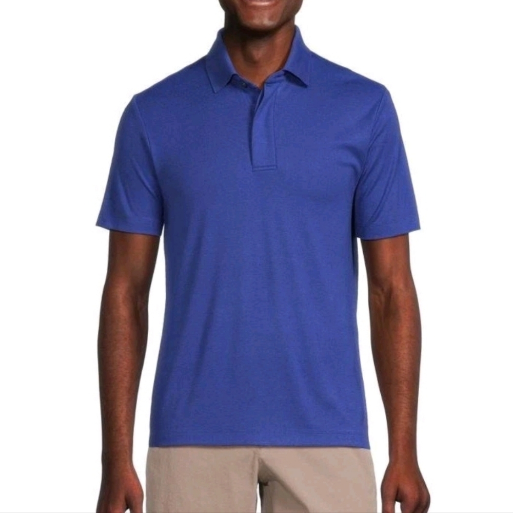 New Theory Kayser Polo Mens Lupine Anemone Milano Blue Comfort Stretch Sz XXL